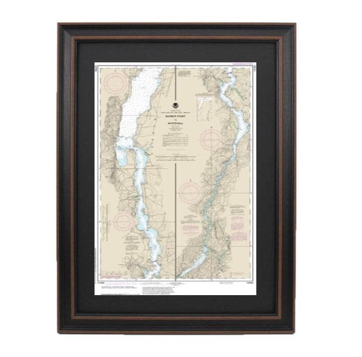 Framed Nautical Chart 14784 - Lake Champlain, Barber Point to Whitehall NOAA 14784. Handmade in the USA.