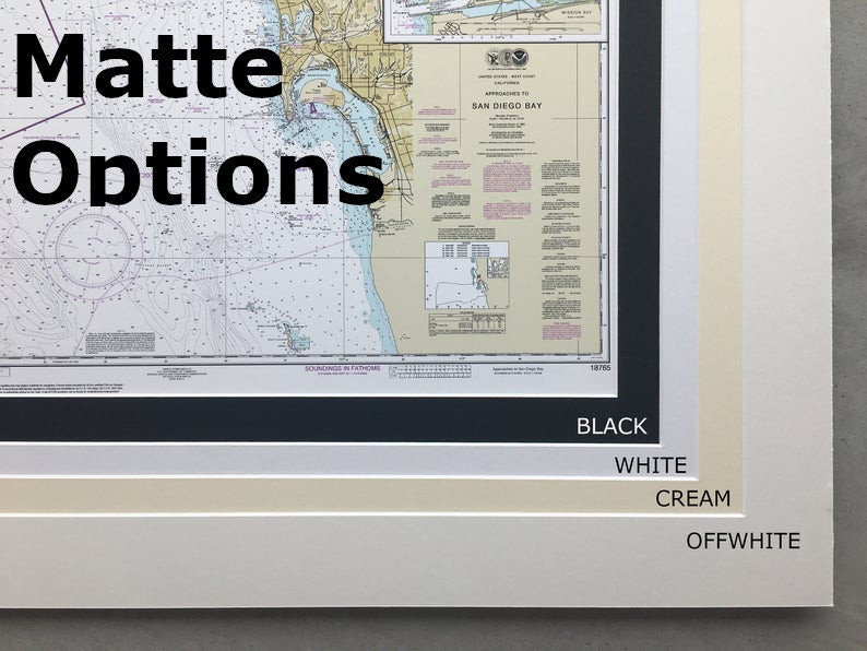 Framed Nautical Chart 11520- Cape Hatteras to Charleston. NOAA 11520. Handmade in the USA.