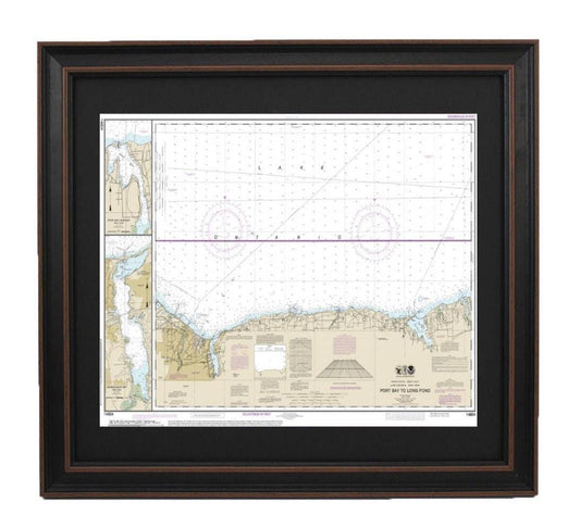 Framed Nautical Chart 14804 - Lake Ontario, Port Bay to Long Pond. NOAA 14804. Handmade in the USA.
