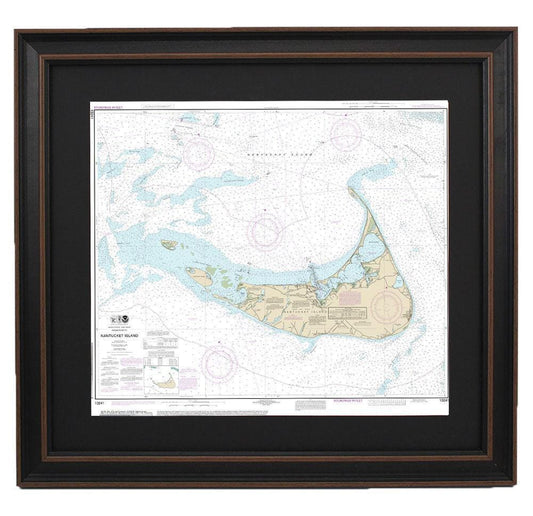 Framed Nautical Chart 13241 - Nantucket Island. NOAA 13241. Handmade in the USA.