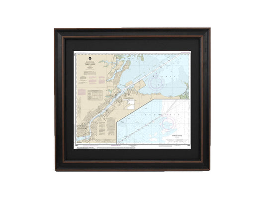 Framed Nautical Chart 14847 - Lake Erie, Toledo Harbor. NOAA 14847. Handmade in the USA.
