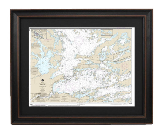 Framed Nautical Chart 14998 - Rainy Lake, Minnesota NOAA 14998. Handmade in the USA.