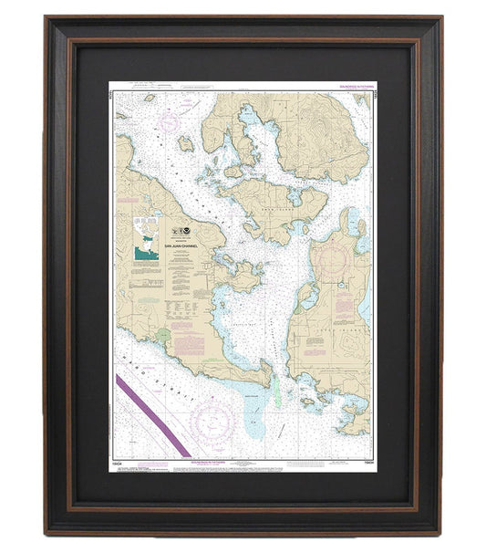 Framed Nautical Chart 18434 - San Juan Channel. NOAA 18434. Handmade in the USA.
