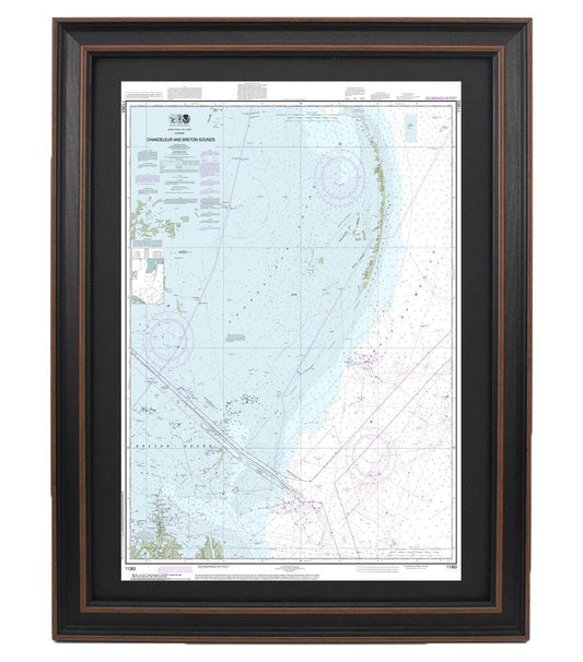 Framed Nautical Chart 11363 - Chandeleur and Breton Sounds. NOAA 11363. Handmade in the USA.
