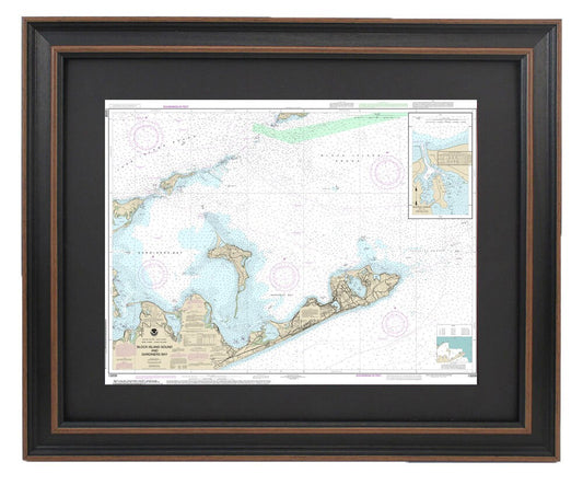Framed Nautical Chart 13209 - Block Island Sound to Gardiner Bay. NOAA 13209. Handmade in the USA.