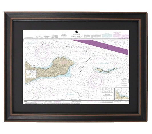 Framed Nautical Chart 18729 - Anacapa Passage. Prisoners Harbor. NOAA 18729. Handmade in the USA.