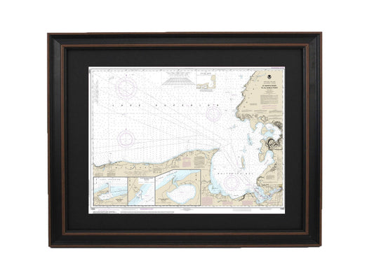 Framed Nautical Chart 14962 - St. Marys River to Au Sable Point, Lake Superior. NOAA 14962. Handmade in the USA.