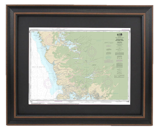 Framed Nautical Chart 11432 - Everglades National Park. Shark River to Lostmans River. NOAA 11432. Handmade in the USA.