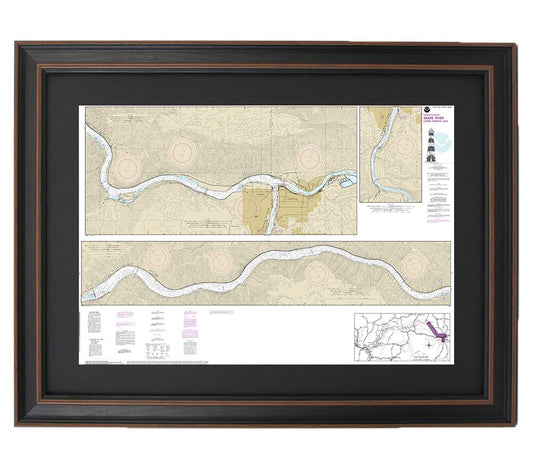 Framed Nautical Chart 18548 - Snake River. Lower Granite Lake, Franklin D. Roosevelt Lake. NOAA 18548. Handmade in the USA.
