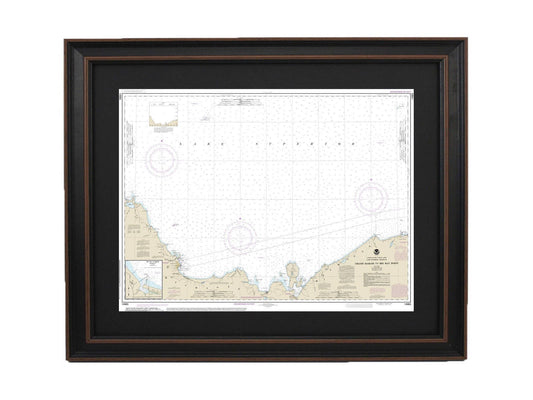 Framed Nautical Chart 14963 - Grand Marais to Big Bay Point, Lake Superior. NOAA 14963. Handmade in the USA.