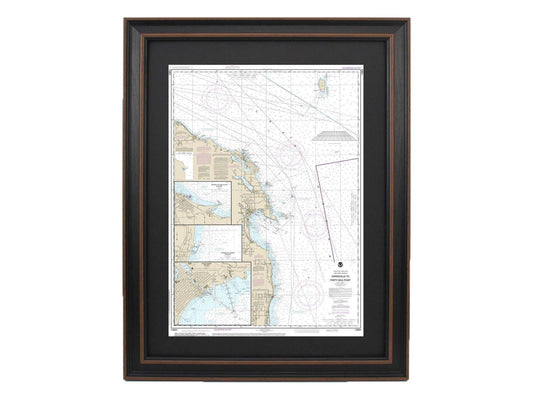 Framed Nautical Chart 14864 - Lake Huron, Harrisville to Forty Mile Point. NOAA 14864. Handmade in the USA.