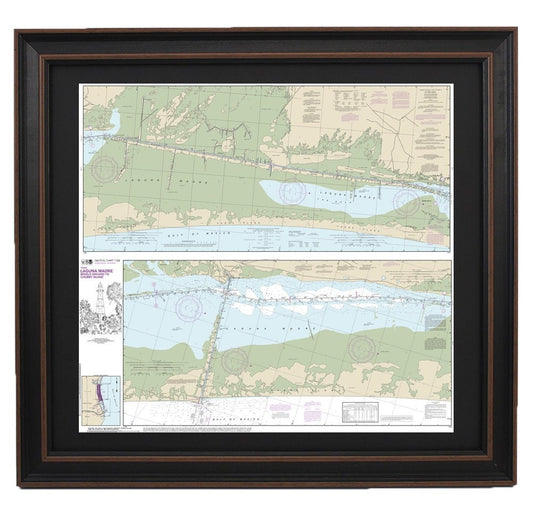 Framed Nautical Chart 11306 - Laguna Madre Middle Ground to Chubby Island. NOAA 11306. Handmade in the USA.