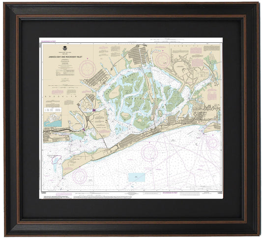 Framed Nautical Chart 12350 - Jamaica Bay to Rockaway Inlet, NY 12350 Handmade in the USA.