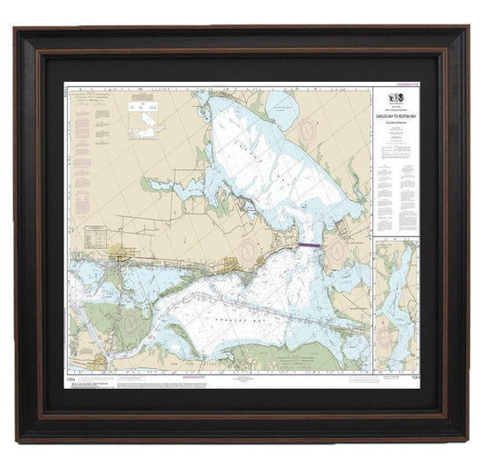 Framed Nautical Chart 11314 - Carlos Bay to Redfish Bay. NOAA 11314. Handmade in the USA.