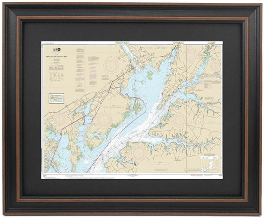 Framed Nautical Chart 12274 - Head of Chesapeake Bay . NOAA 12274. Handmade in the USA.