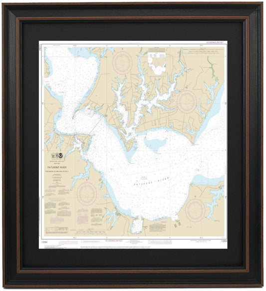 Framed Nautical Chart 12284 - Patuxent River Solomons lsland and Vicinity. NOAA 12284. Handmade in the USA.