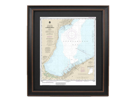 Framed Nautical Chart 14974 - Ashland and Washburn Harbors, Lake Superior, Wisconsin. NOAA 14974. Handmade in the USA.