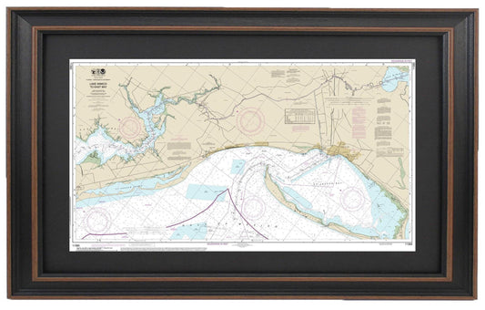 Framed Nautical Chart 11393 - Intracoastal Waterway. Lake Wimico to East Bay. NOAA 11393. Handmade in the USA.