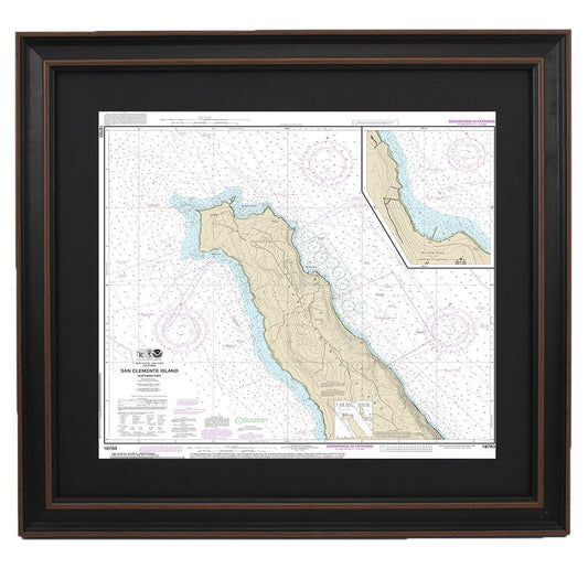 Framed Nautical Chart 18763 - Northern San Clemente lsland. Wilson Cove. NOAA 18763. Handmade in the USA.