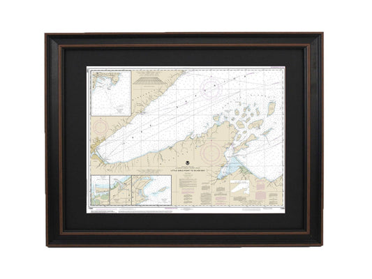 Framed Nautical Chart 14966 - Lake Superior, Little Girls Point to Silver Bay. NOAA 14966. Handmade in the USA.
