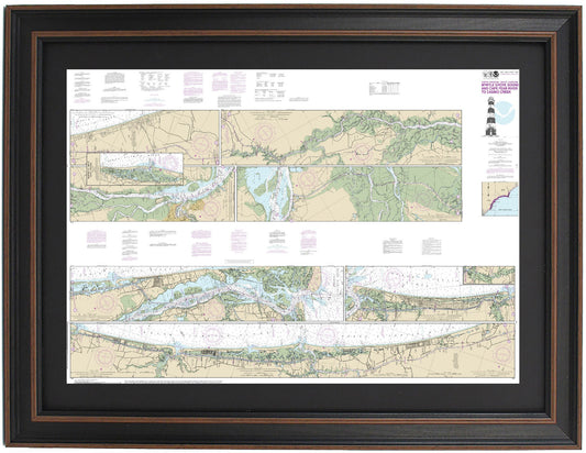 Framed Nautical Chart 11534 - Myrtle Grove to Cape Fear River. NOAA 11534. Handmade in the USA.