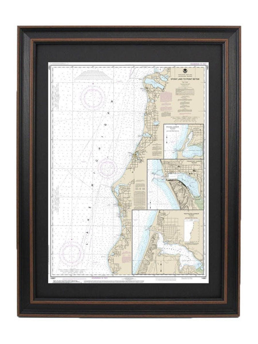 Framed Nautical Chart 14907 - Lake Michigan Stony Lake to Point Betsie. NOAA 14907. Handmade in the USA.