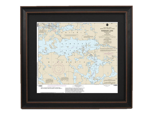 Framed Nautical Chart 14993 - Namakan Lake, Minnesota. NOAA 14993. Handmade in the USA.