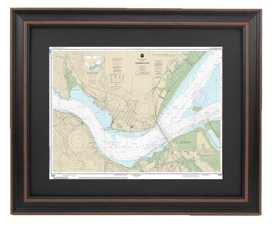 Framed Nautical Chart 18657 - Carquinez Strait. NOAA 18657. Handmade in the USA.