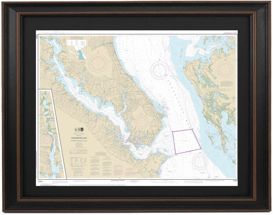 Framed Nautical Chart 12264 - Chesapeake Bay. Patuxent River and Vicinity. NOAA 12264. Handmade in the USA.