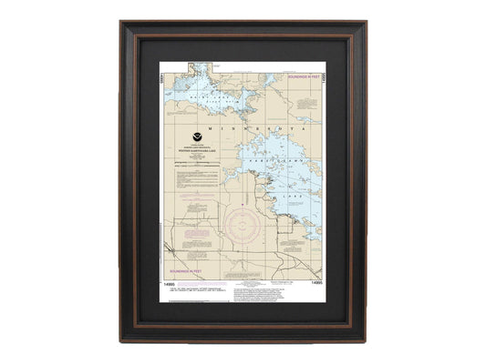 Framed Nautical Chart 14995 - Western Kabetogama Lake, Minnesota. NOAA 14995. Handmade in the USA.