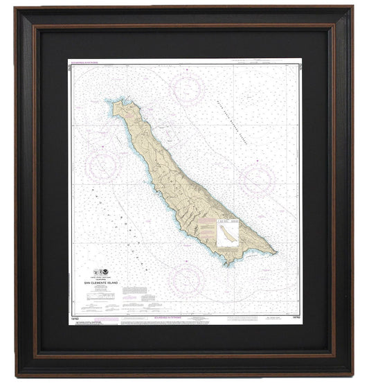 Framed Nautical Chart 18762 - San Clemente Island. NOAA 18762. Handmade in the USA.