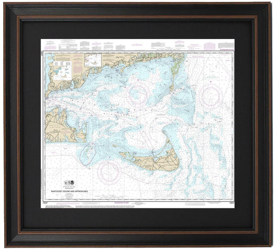 Framed Nautical Chart 13237 - Nantucket Sound, MA. NOAA 13237. Handmade in the USA.