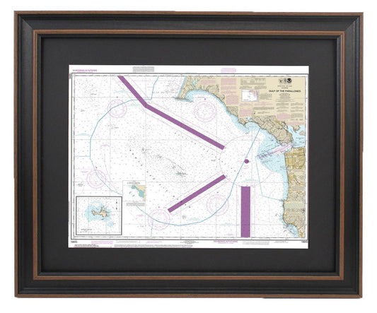 Framed Nautical Chart 18645 - Gulf of the Farallones. Southeast Farallon. NOAA 18645. Handmade in the USA.
