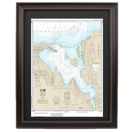 Framed Nautical Chart 14814 - Lake Ontario, Sodus Bay NOAA 14814. Handmade in the USA.