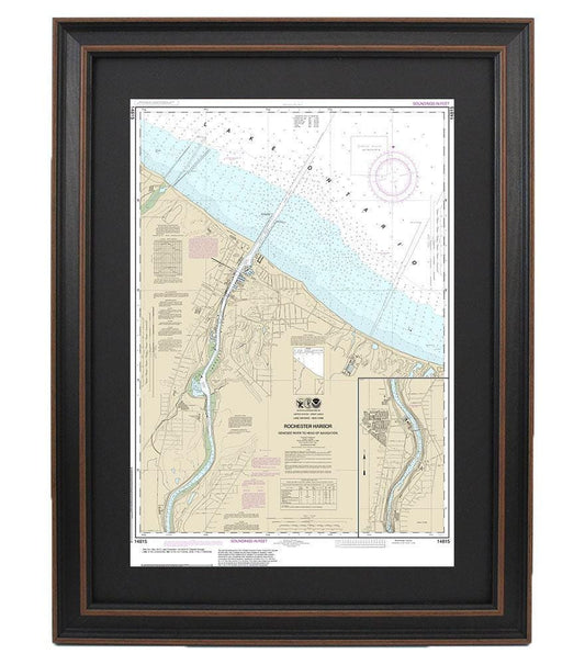 Framed Nautical Chart 14815 - Rochester Harbor. NOAA 14815. Handmade in the USA.