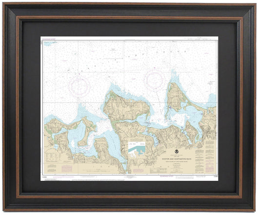 Framed Nautical Chart 12365 - South Shore of Long Island Sound Oyster and Huntington Bays. NOAA Handmade in the USA.