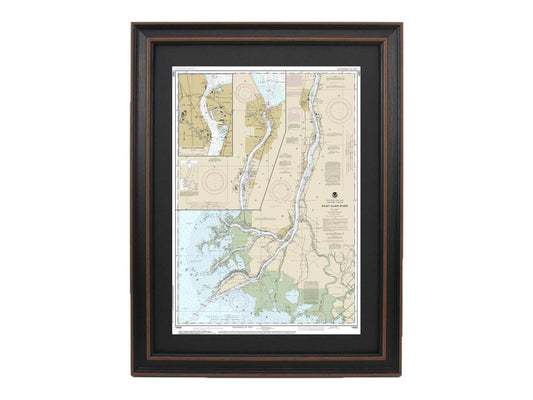 Framed Nautical Chart 14852 - Head of St. Clair River NOAA 14852. Handmade in the USA.