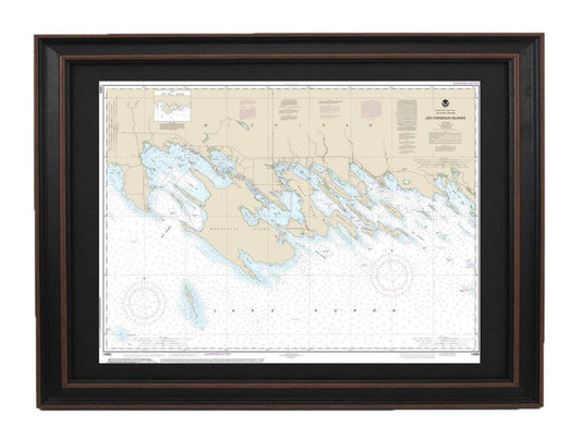 Framed Nautical Chart 14885 - Les Cheneaux Islands, Lake Huron, Michigan NOAA 14885. Handmade in the USA.