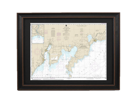 Framed Nautical Chart 14908 - Lake Michigan Dutch Johns Point to Fishery Point. NOAA 14908. Handmade in the USA.