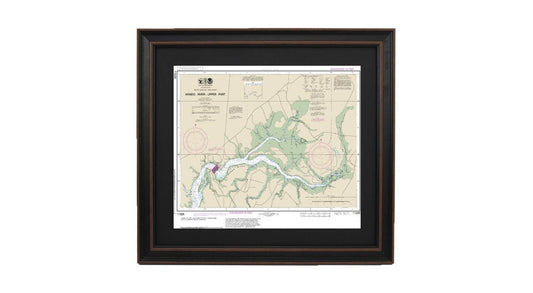 Framed Nautical Chart 11526 - South Carolina's Wando River. NOAA 11526. Handmade in the USA.