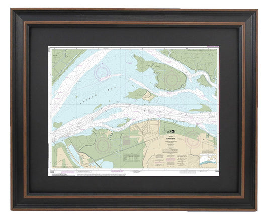 Framed Nautical Chart 18658 - Suisun Bay. Roe Island and Vicinity. NOAA 18658. Handmade in the USA.
