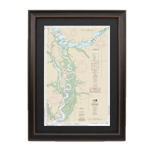 Framed Nautical Chart 11527 - South Carolina's Cooper River. NOAA 11527. Handmade in the USA.