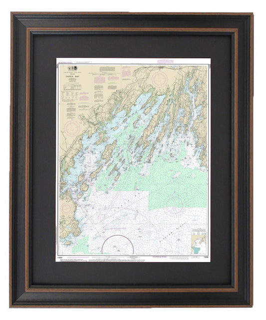 Framed Nautical Chart 13290 - Casco Bay. NOAA 13290. Handmade in the USA.