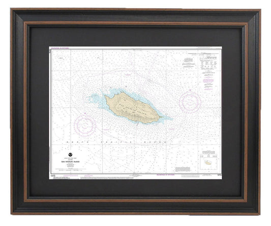 Framed Nautical Chart 18755 - San Nicolas Island. NOAA 18755. Handmade in the USA.