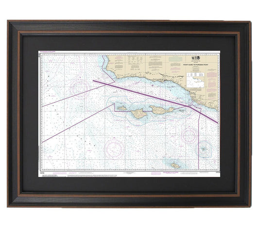 Framed Nautical Chart 18720 - Point Dume to Purisma Point. NOAA 18720. Handmade in the USA.