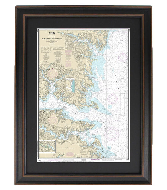 Framed Nautical Chart 12235 - Chesapeake Bay, Rappahannock & Wicomico Rivers. NOAA 12235. Handmade in the USA.