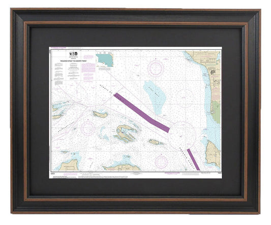 Framed Nautical Chart 18431 - Rosario Strait to Cherry Point. NOAA 18431. Handmade in the USA.