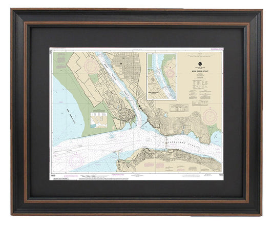 Framed Nautical Chart 18655 - Mare Island Strait. NOAA 18655. Handmade in the USA.