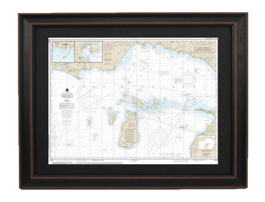 Framed Nautical Chart 14911 - Lake Michigan, Waugoshance Point to Seul Choix Point. NOAA 14911. Handmade in the USA.