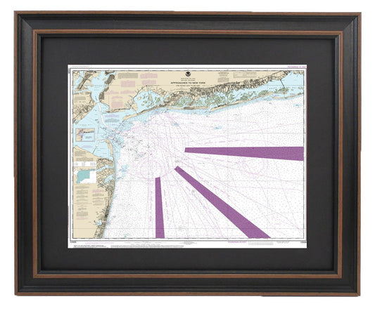 Framed Nautical Chart 12326 - Shinecock Light to Fire Island Light. NOAA 12326. Handmade in the USA.